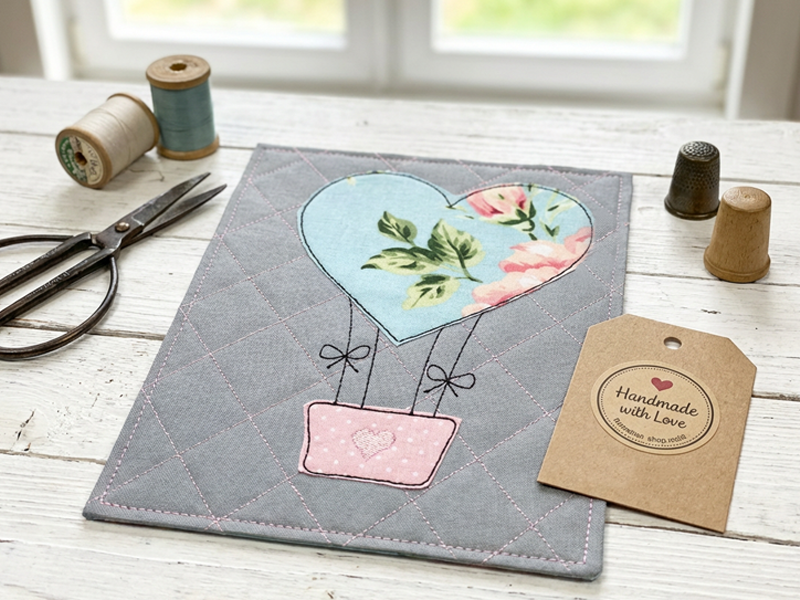 Preview: Herz Heißluftballon - doodle Stickdatei